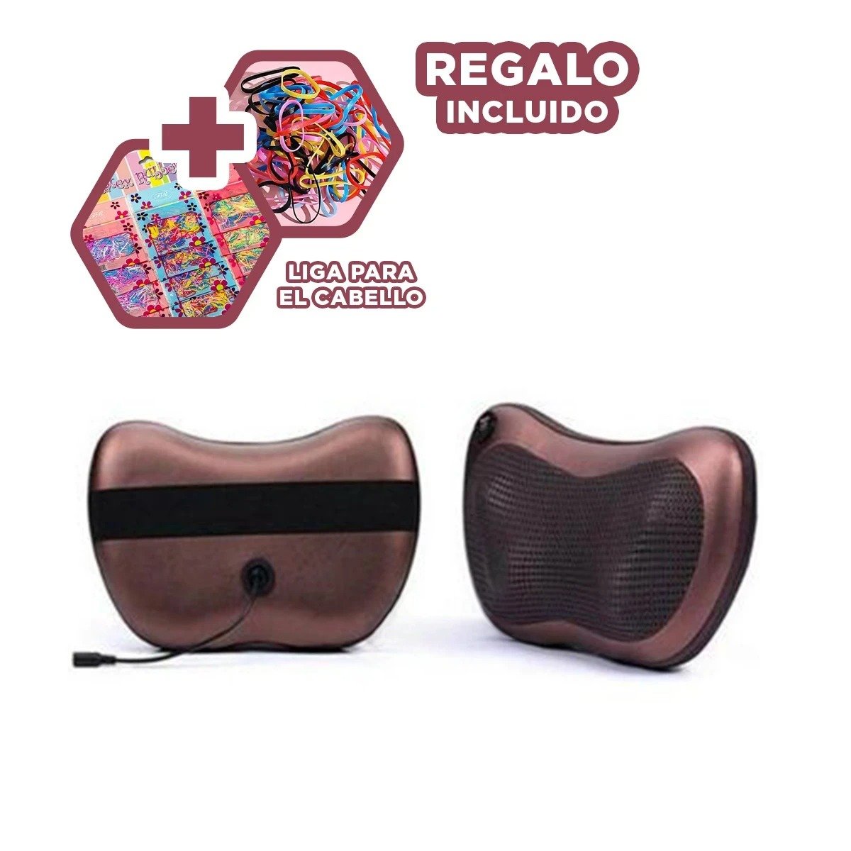 COJIN MASAJEADORA DE CUELLO ESPALDA Y LUMBAR CON VIBRACION Y CALOR PARA HOGAR Y+LIGAS REGALO - 2