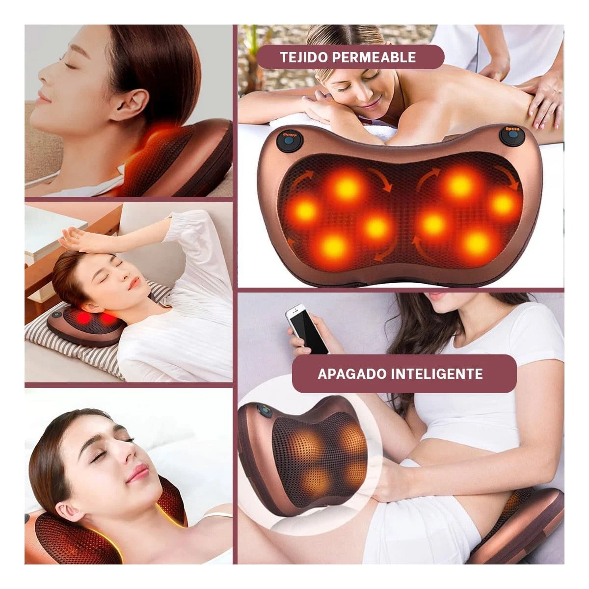 COJIN MASAJEADORA PARA CUELLO Y ESPALDA CON CALOR COMODO PARA HOGAR - 2