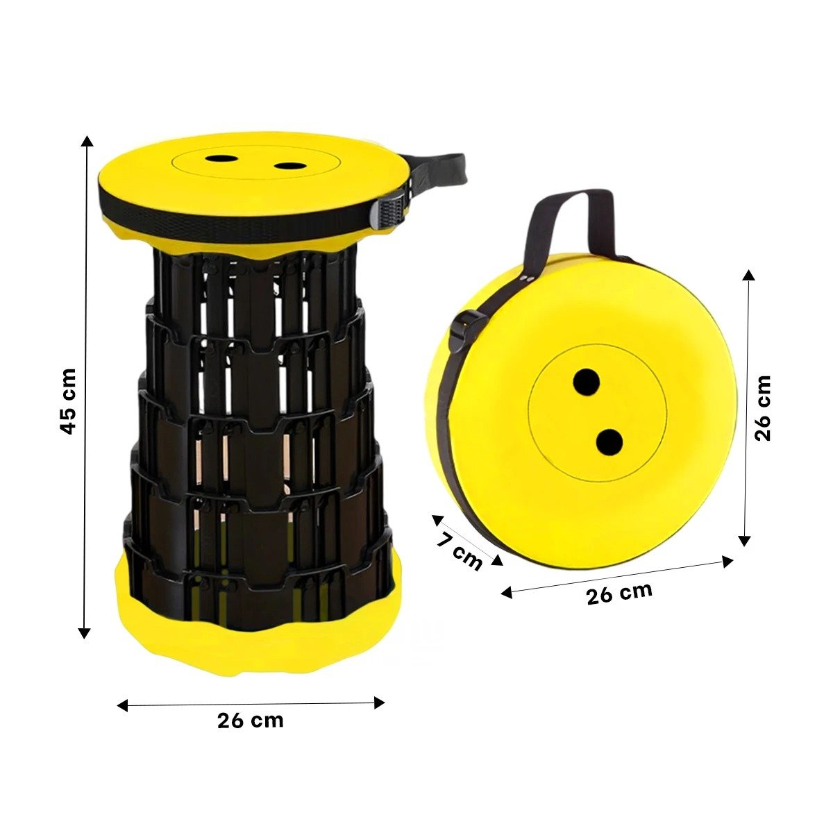 PACK2 SILLA PRACTICA CON DOBLE SEGURO PARA EXTERIOR TAPA AMARILLO CENTRO NEGRO Y+REGALO STICKER - 4