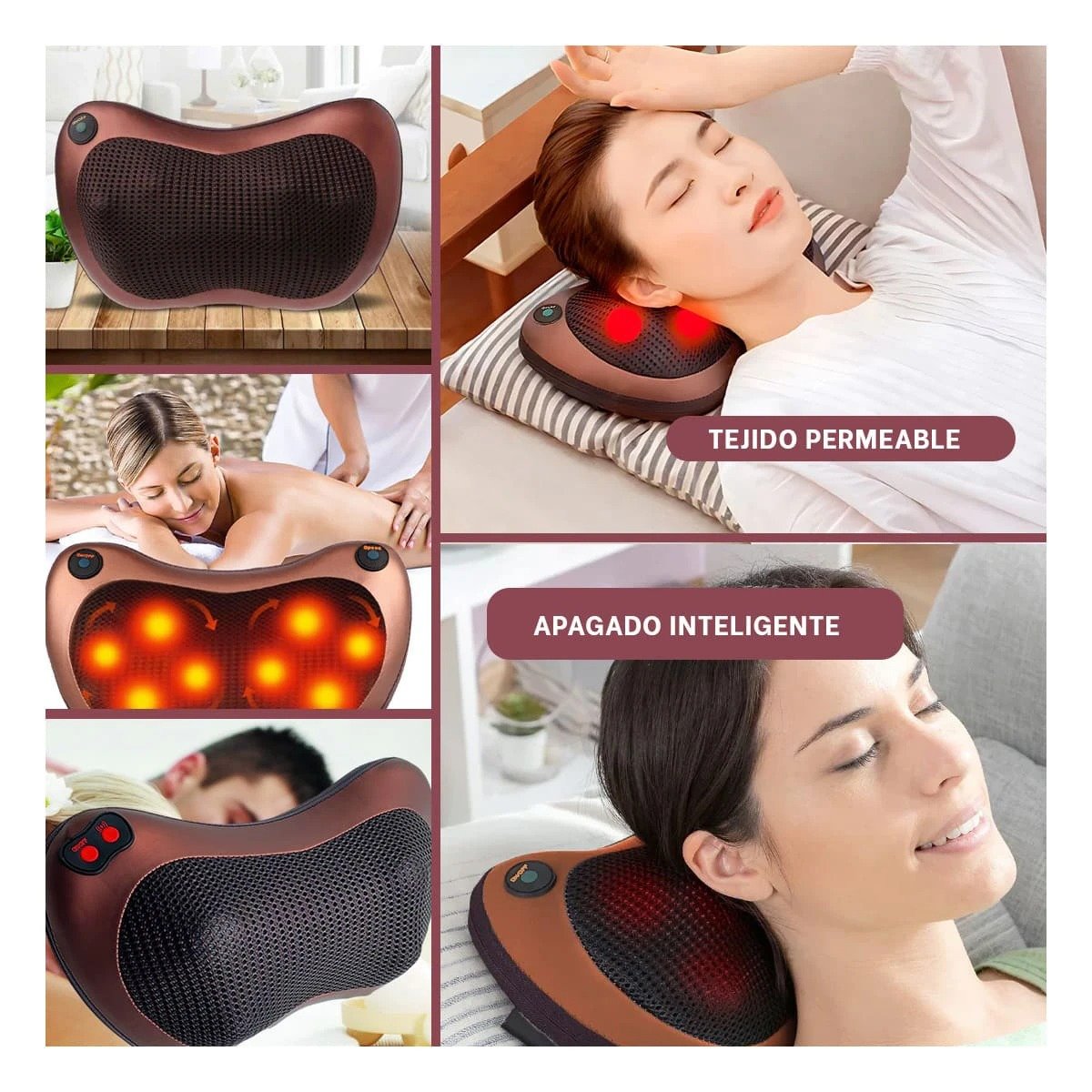 PACK4 COJIN TERMICO MASAJEADOR PARA ESPALDA Y CERVICAL CON USO EN HOGAR Y+REGALO STICKER - 2