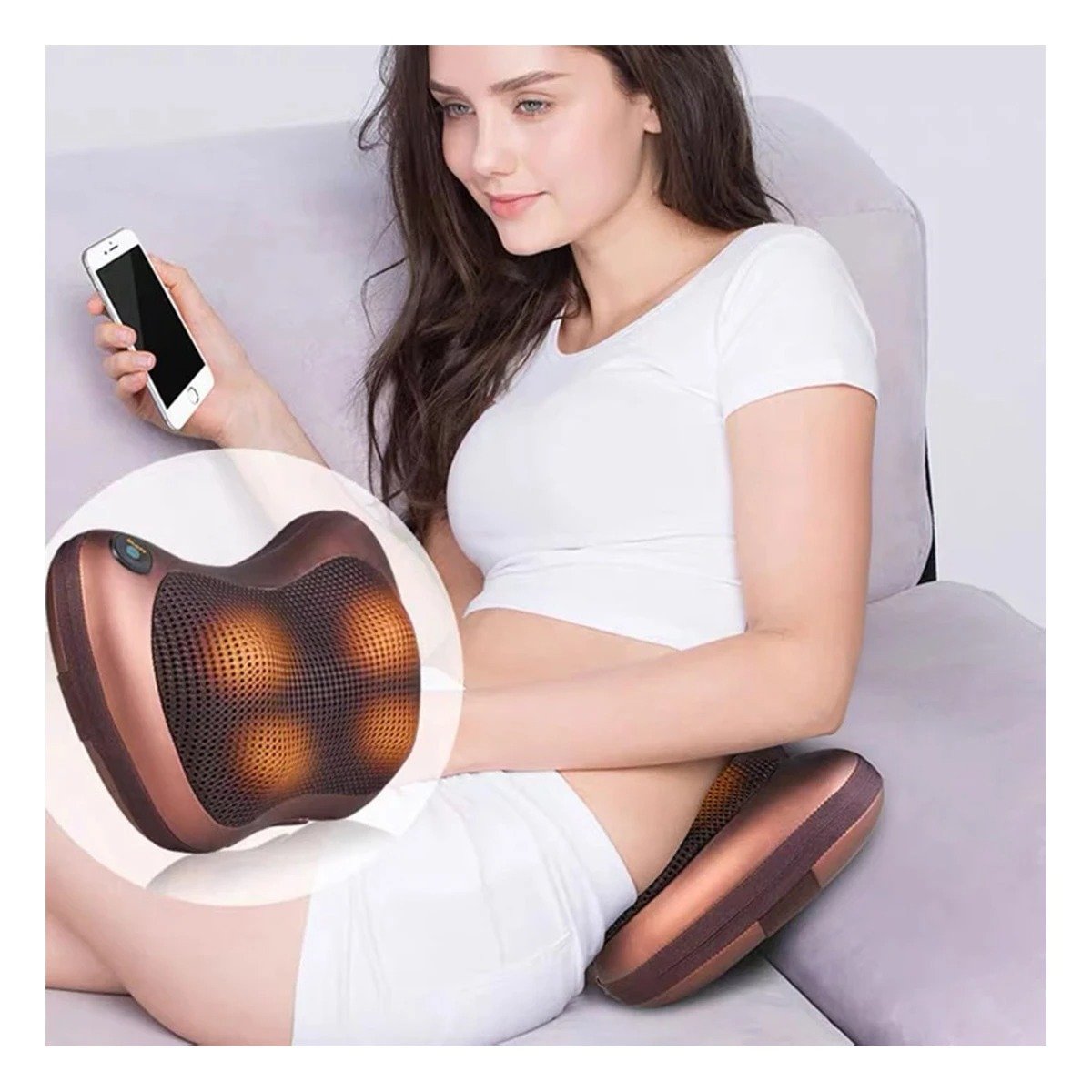 COJIN MASAJEADOR ELECTRICO PARA ESPALDA Y CERVICAL CON CALOR RELAJANTE Y+REGALO STICKER - 3