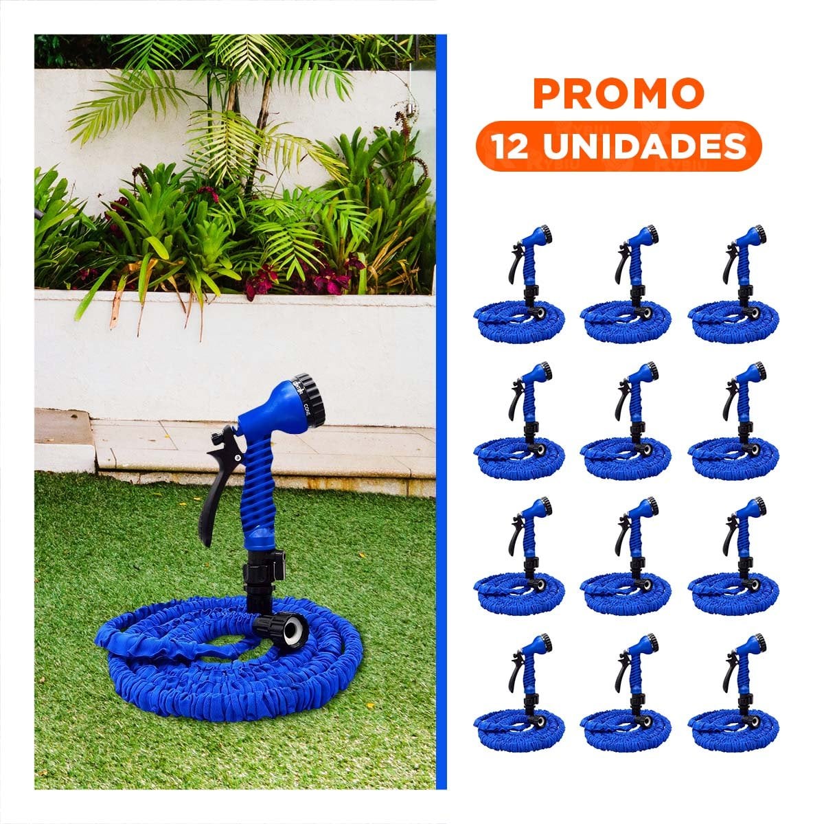 PACK12 IMPLEMENTO EXPANDIBLE DE 22 METROS AZUL PARA RIEGO PRACTICO EXTERIOR - 1