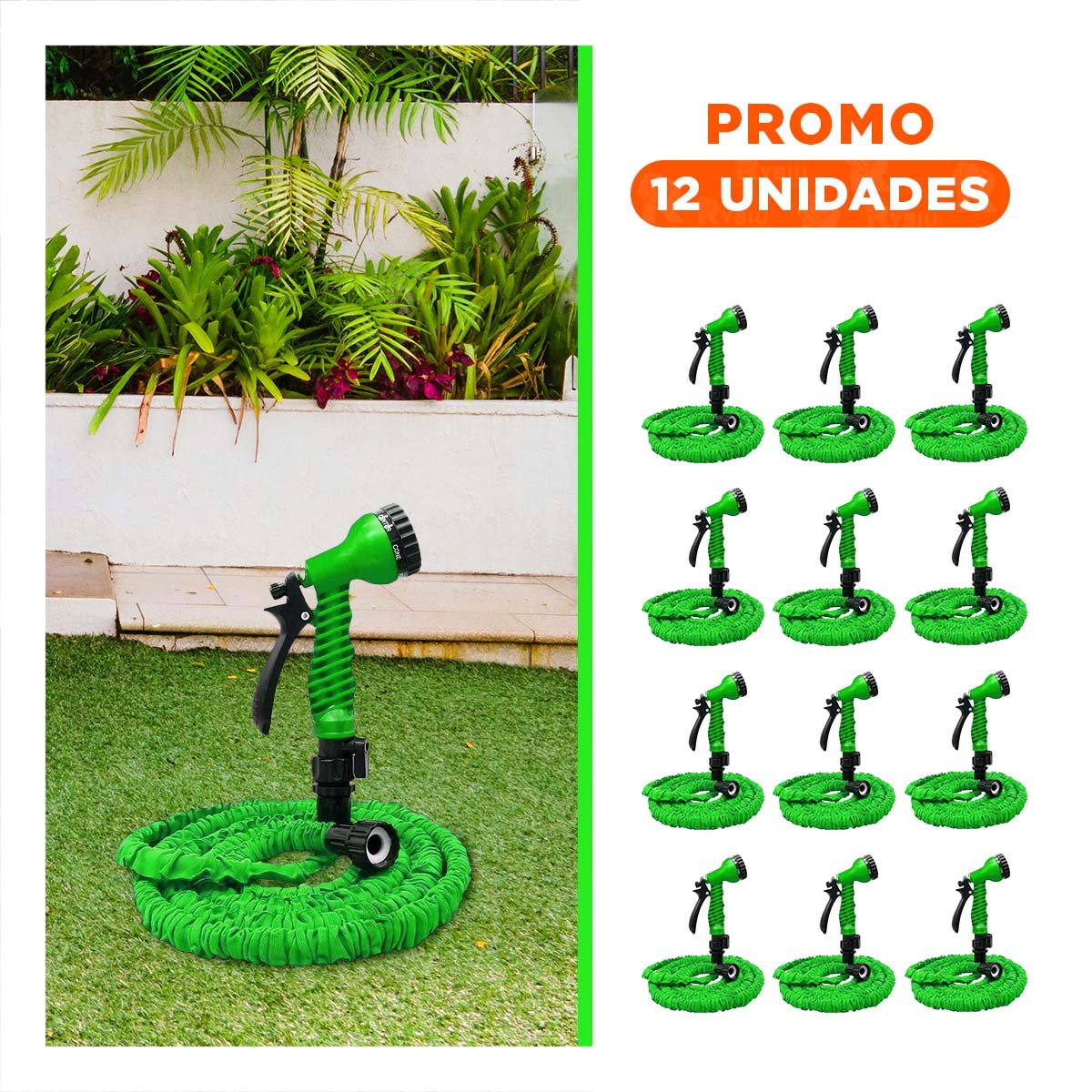 PACK12 ARTICULO EXPANDIBLE 22 METROS VERDE PARA JARDIN HOGAR PRACTICO - 1