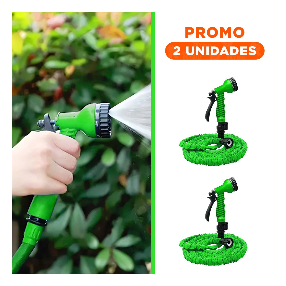 PACK2 HERRAMIENTA EXPANDIBLE 22 METROS VERDE PARA JARDIN CON RIEGO DIARIO Y+REGALO STICKER - 1