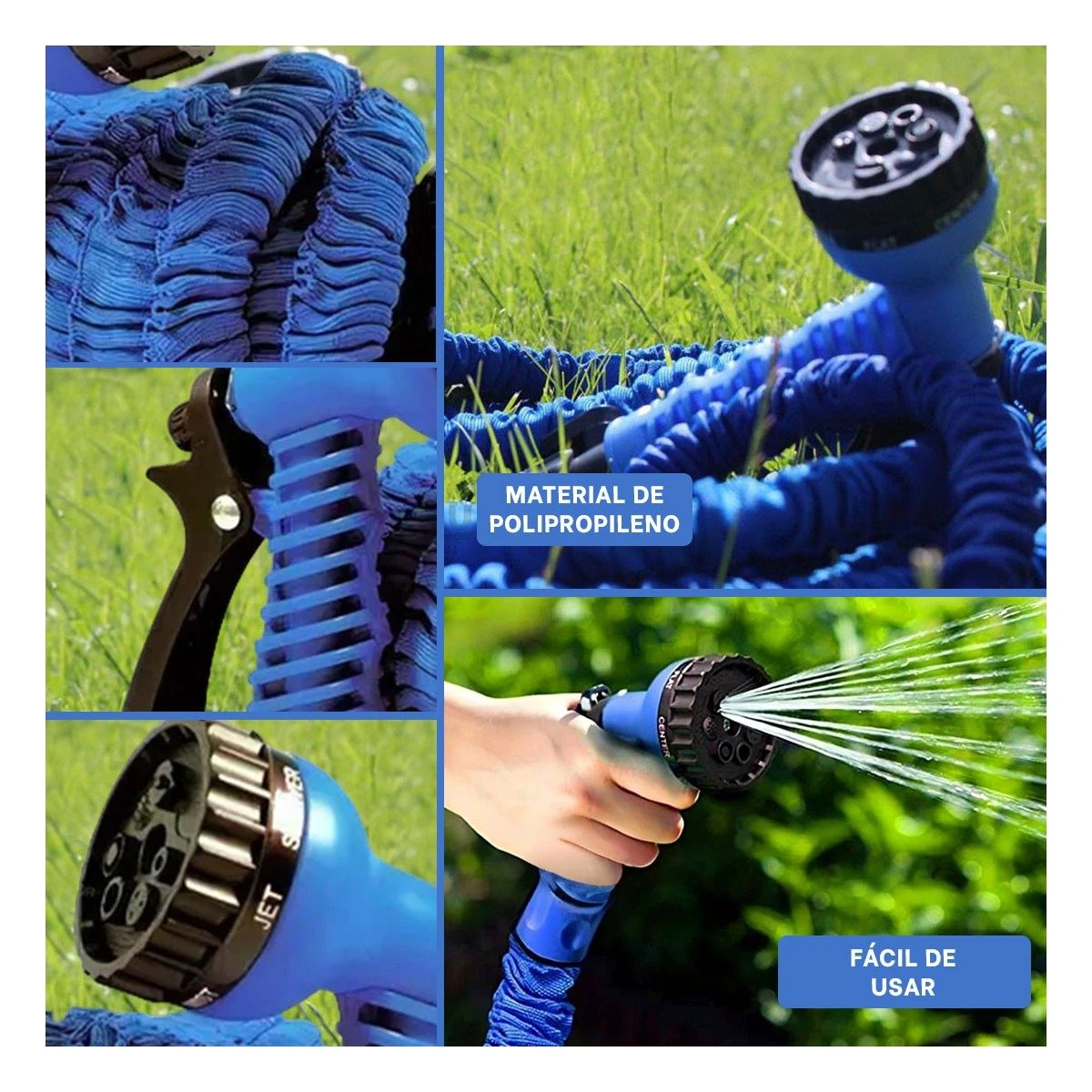 CONDUCTO EXPANDIBLE DE 22 METROS AZUL PARA RIEGO PRACTICO Y LIMPIEZA EN HOGAR Y+PAPEL REGALO - 3