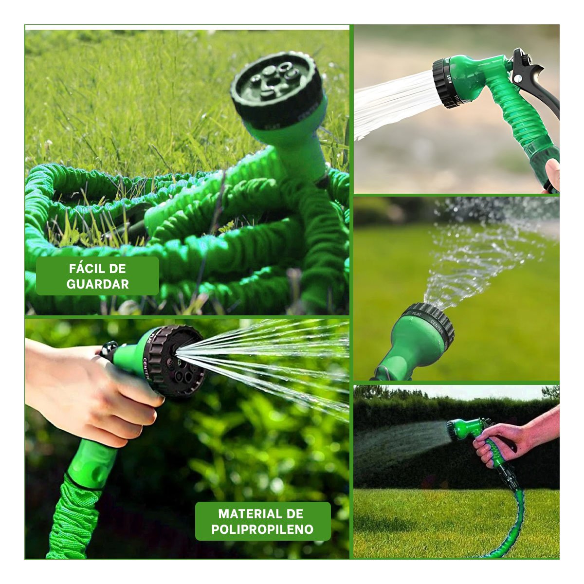 LINEA EXPANDIBLE DE 22 METROS VERDE PARA JARDIN HOGAR CON USO COMODO Y FLEXIBLE Y+LIGAS REGALO - 1