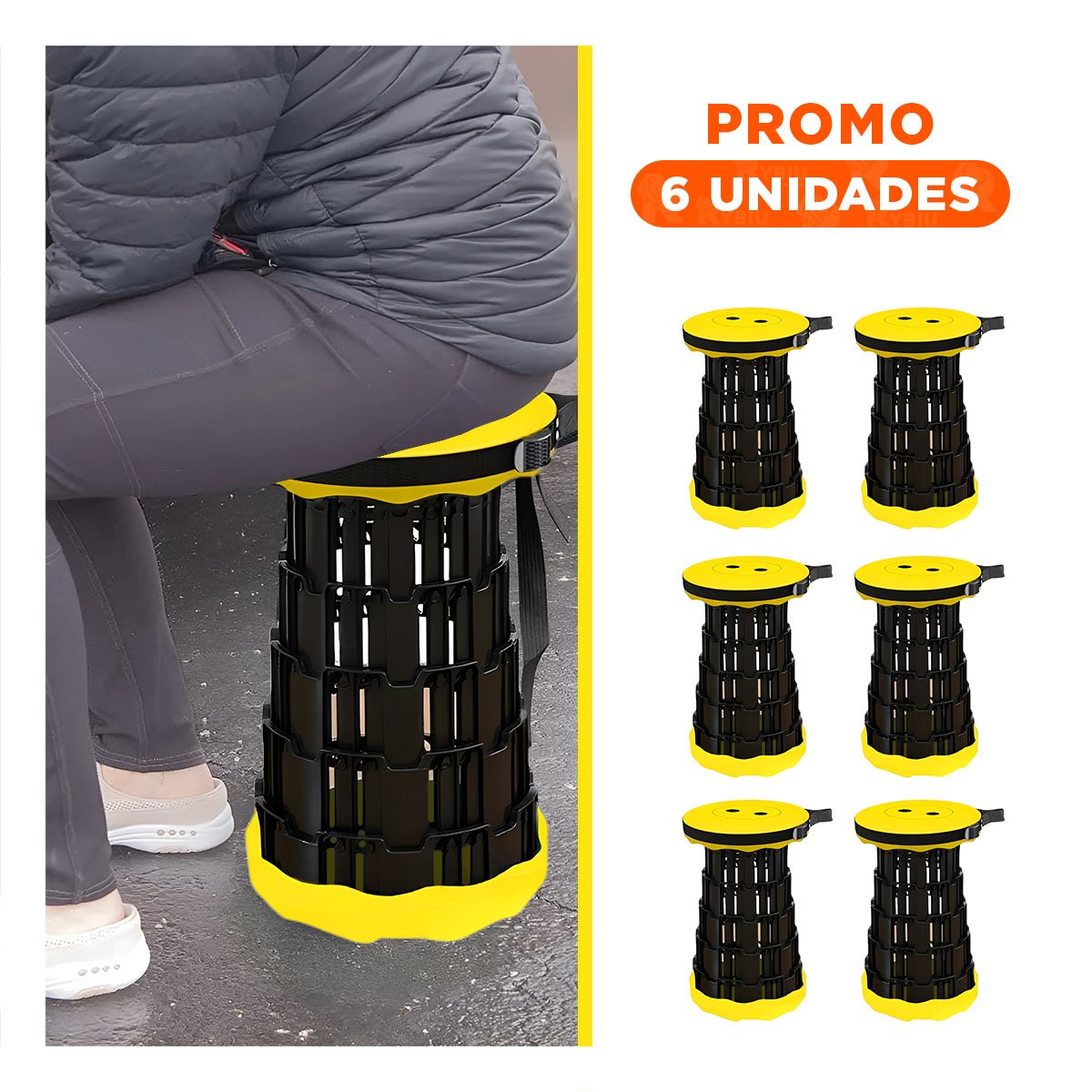 PACK6 ASIENTO RESISTENTE DOBLE SEGURO PARA HOGAR TAPA AMARILLO CENTRO NEGRO Y+REGALO STICKER - 1