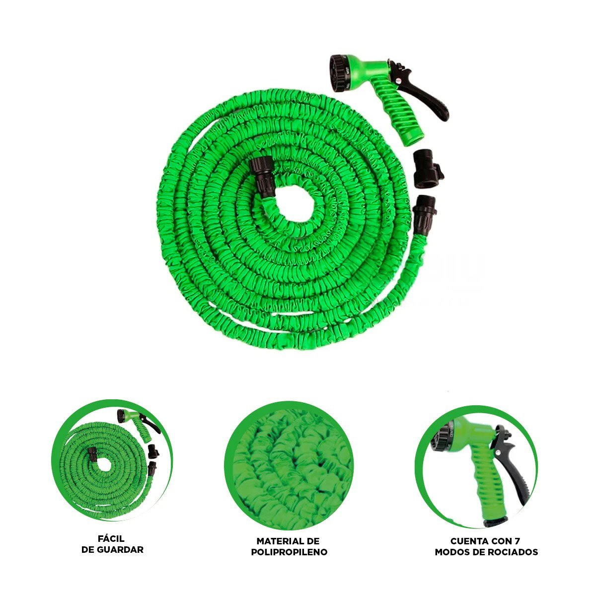 TUBO EXPANDIBLE DE 22 METROS VERDE PARA JARDIN HOGAR USO DIARIO Y FACIL MANEJO Y+PAPEL REGALO - 5