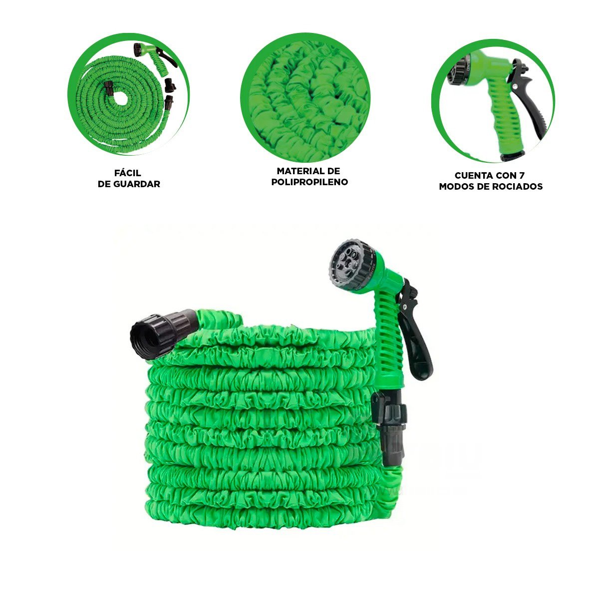 MANGUERON EXPANDIBLE 22 METROS VERDE PARA RIEGO EN JARDIN HOGAR USO CONSTANTE Y+POST IT - 5
