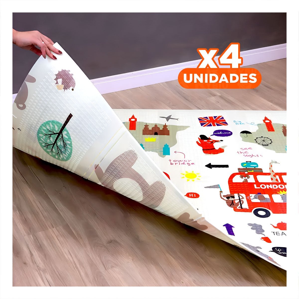 PACK4 CARPETA DECORATIVA DE HOGAR PARA CASA SALA DORMITORIO INFANTIL SUAVE Y+PAPEL REGALO - 1