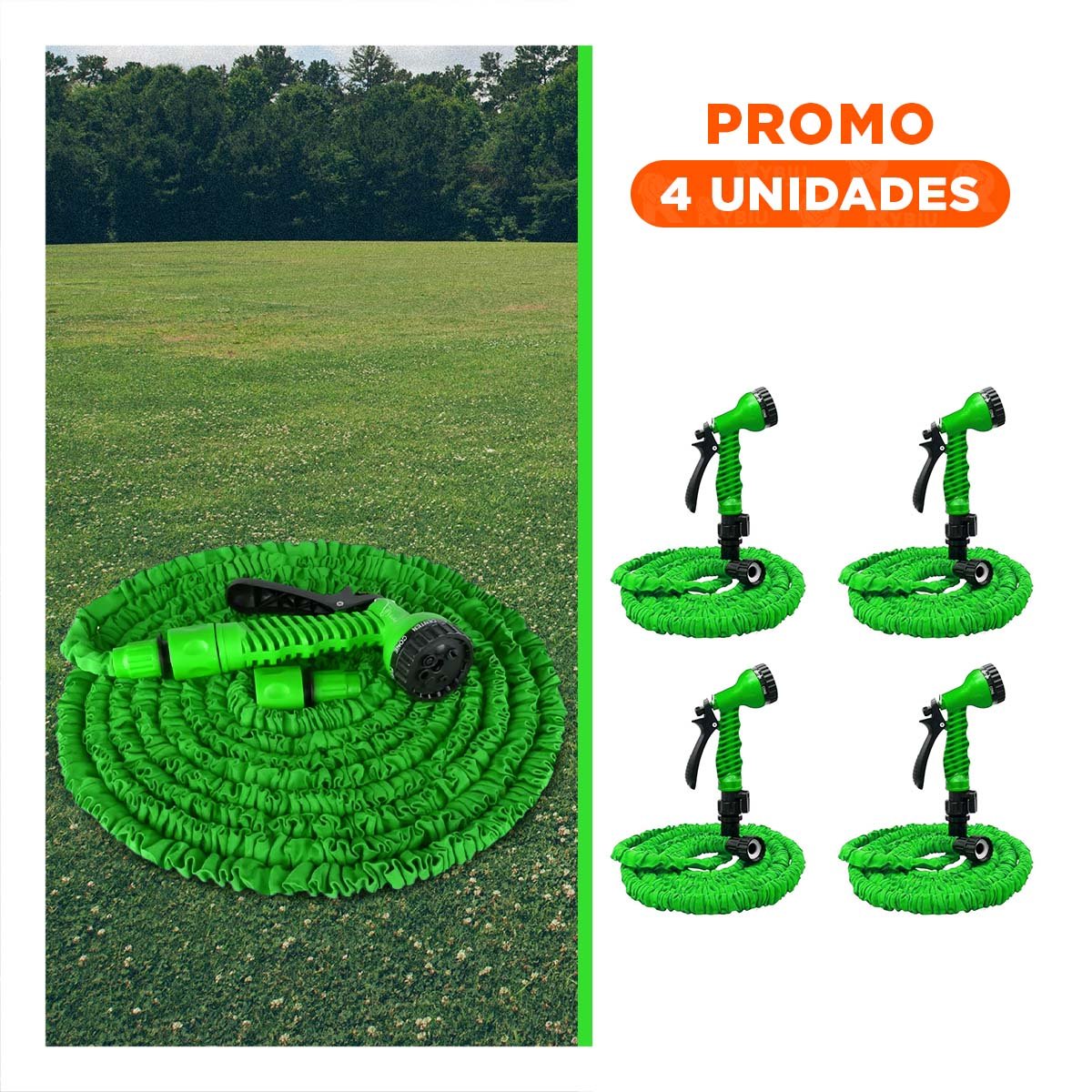 PACK4 EQUIPO EXPANDIBLE 22 METROS VERDE PARA JARDIN HOGAR USO CONTINUO - 1
