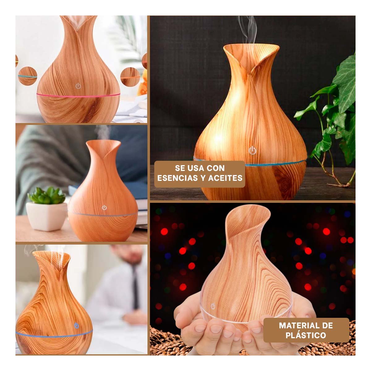 DIFUSOR DE AROMAS MADERA CLARO PARA DECORACION HOGAR CON ESTILO NATURAL - 2