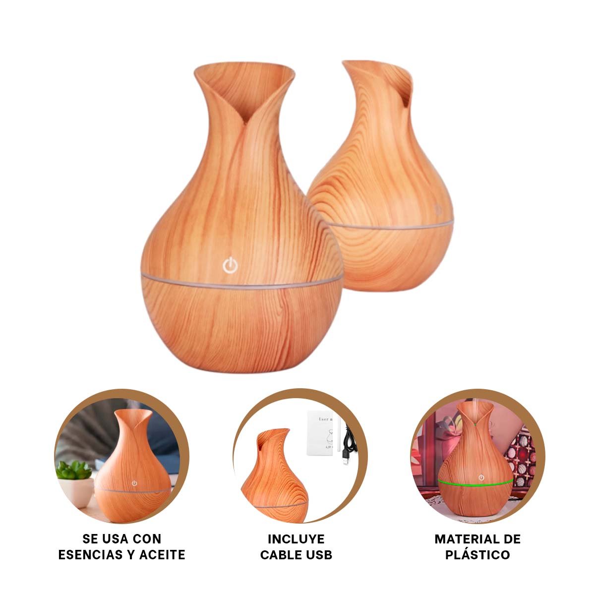 DISPENSADOR DE AROMAS EN MADERA CLARO PARA CASA CON AMBIENTE CALIDO Y+PAPEL REGALO - 5