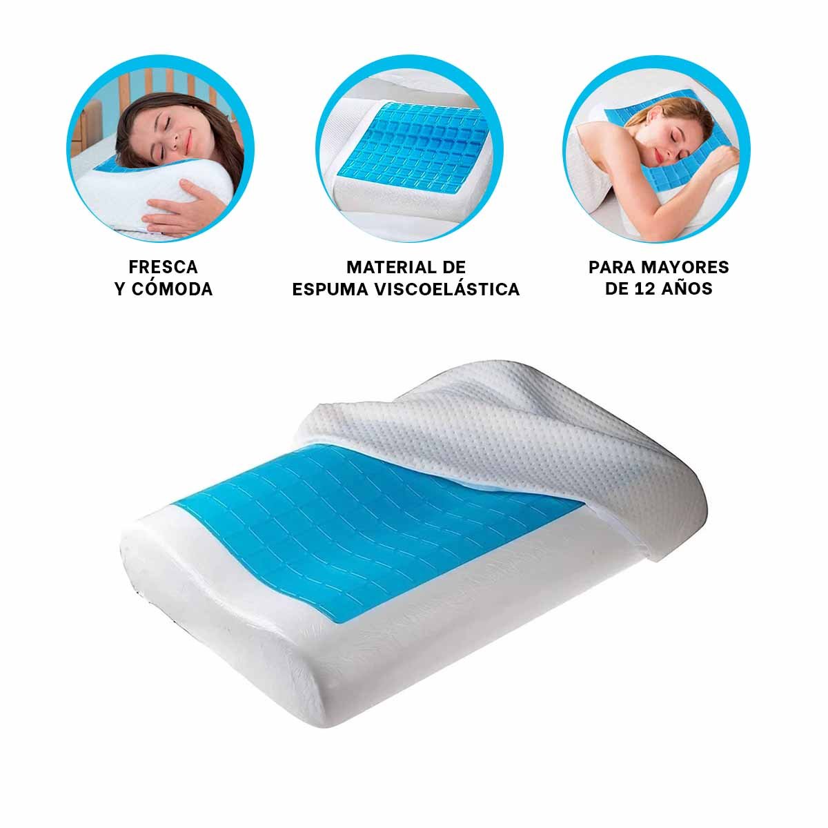 ALMOHADON ORTOPEDICO CERVICAL CON GEL PARA DESCANSO SALUDABLE EN HOGAR Y+PAPEL REGALO - 5