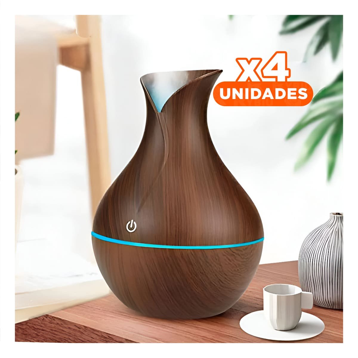 PACK4 DIFUSOR DECORATIVO DE AROMAS CON DISENO NATURAL EN MADERA OSCURO Y+REGALO STICKER - 1