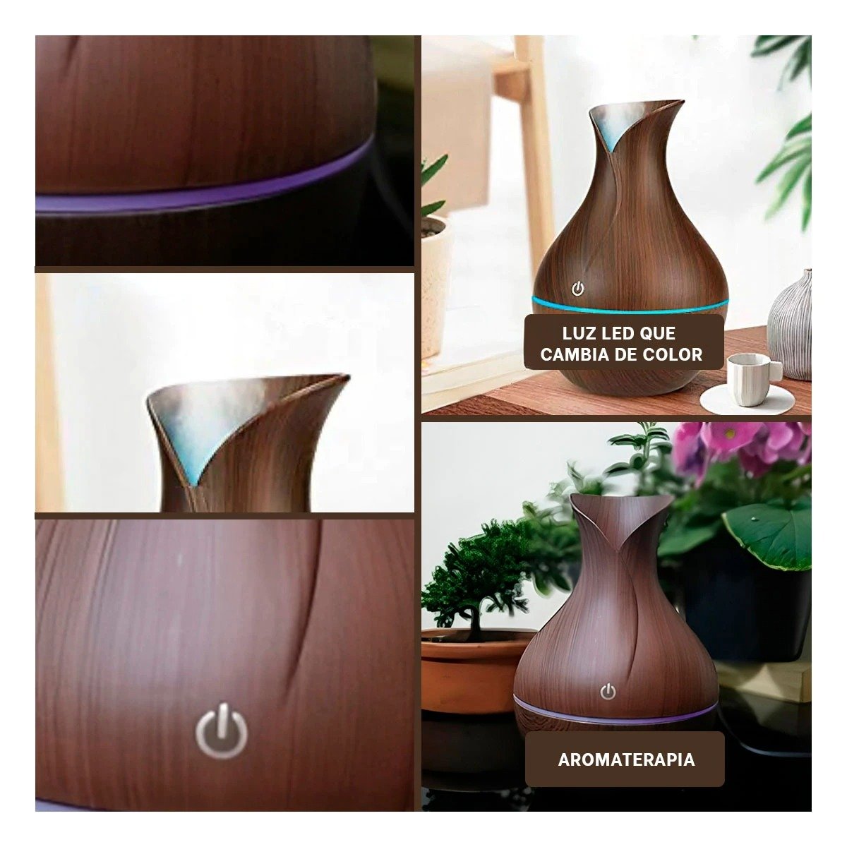 PACK4 DIFUSOR DECORATIVO DE AROMAS CON DISENO NATURAL EN MADERA OSCURO Y+REGALO STICKER - 2