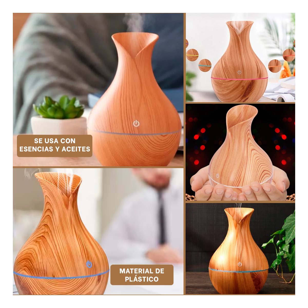 HUMIDIFICADOR DE AROMAS MADERA CLARO PARA DECORACION HOGAR AMBIENTE CALIDO Y+POST IT - 2