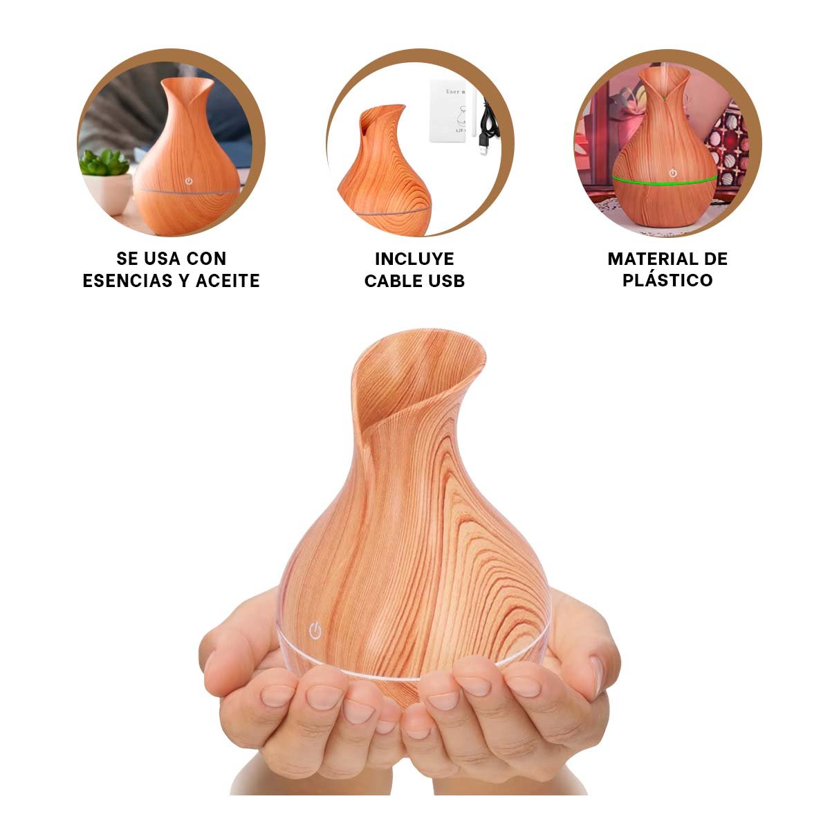 HUMIDIFICADOR DE AROMAS MADERA CLARO PARA DECORACION HOGAR AMBIENTE CALIDO Y+POST IT - 5