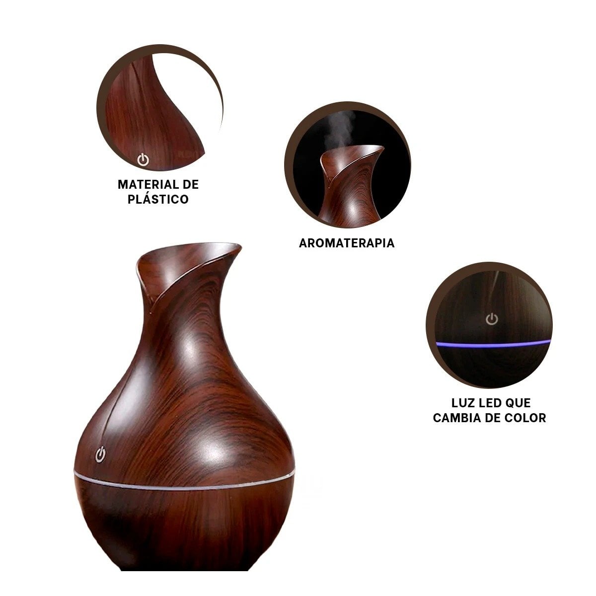 NEBULIZADOR DE AROMAS PARA HOGAR CON ACABADO EN MADERA OSCURO DECORATIVO Y+POST IT - 5
