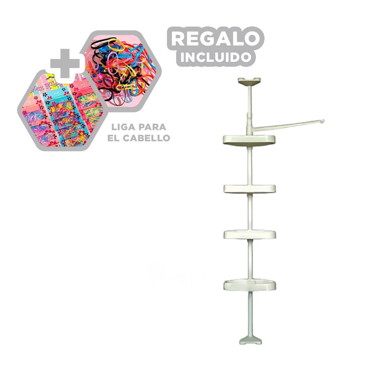 ORGANIZADOR DE DUCHA TAMANO REDUCIDO 2.6CM PARA AHORRO DE ESPACIO EN HOGAR Y+LIGAS REGALO - 2