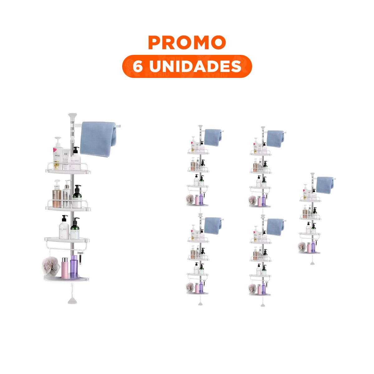 PACK6 COMPLEMENTO VERTICAL DE DUCHA BLANCO PARA HOGAR CON ORDEN Y+REGALO STICKER - 1