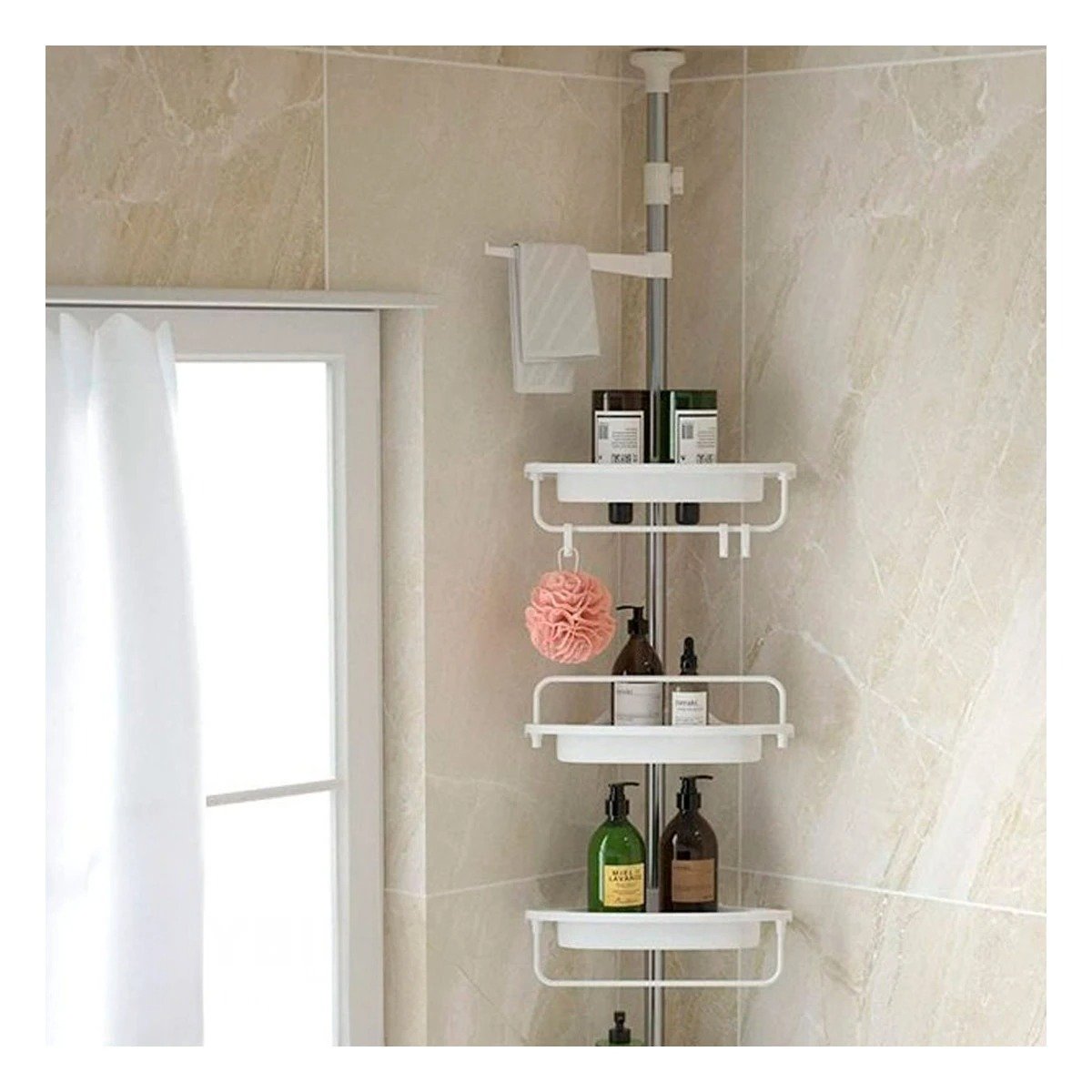 PACK6 COMPLEMENTO VERTICAL DE DUCHA BLANCO PARA HOGAR CON ORDEN Y+REGALO STICKER - 5