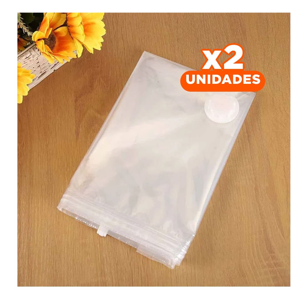 PACK2 BOLSA COMPACTADORA HOGAR 50 X 60 CM COLOR ANARANJADO PARA AHORRO DE ESPACIO - 1
