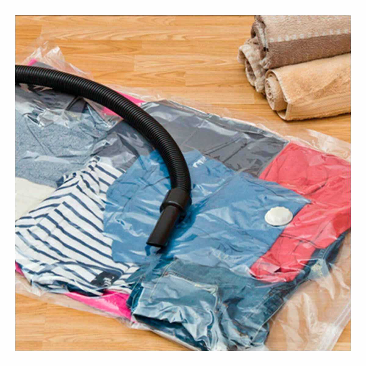 PACK2 BOLSA COMPACTADORA HOGAR 50 X 60 CM COLOR ANARANJADO PARA AHORRO DE ESPACIO - 5