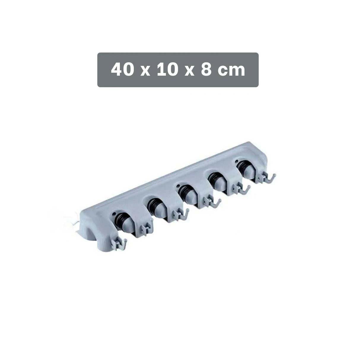 PACK4 SOPORTE DE PARED PARA ESCOBAS CON 5 ESPACIOS PARA ORGANIZAR HOGAR PLOMO - 4