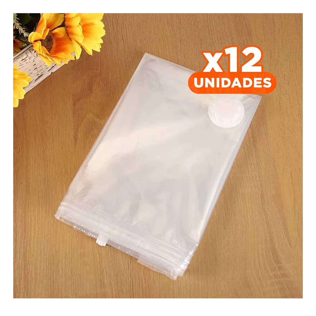 PACK12 SACO SELLADO HOGAR 50 X 60 CM COLOR ANARANJADO PARA GUARDAR PRENDAS Y+REGALO STICKER - 1