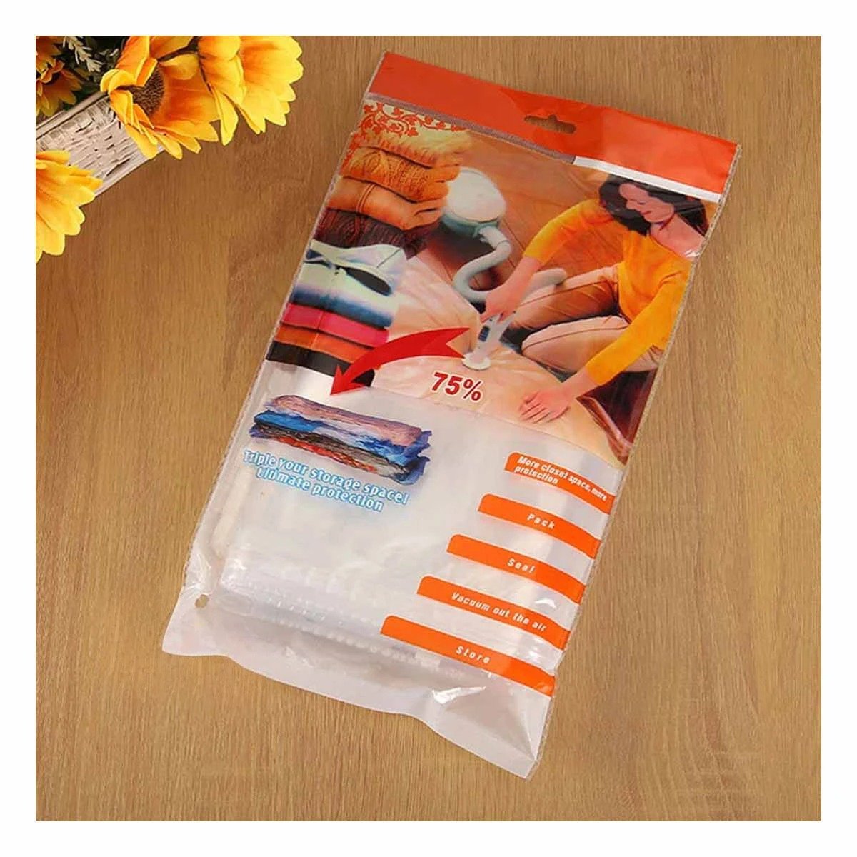 PACK6 FUNDA PROTECTORA HOGAR 50 X 60 CM COLOR ANARANJADO PARA AHORRO DE ESPACIO Y+PAPEL REGALO - 2