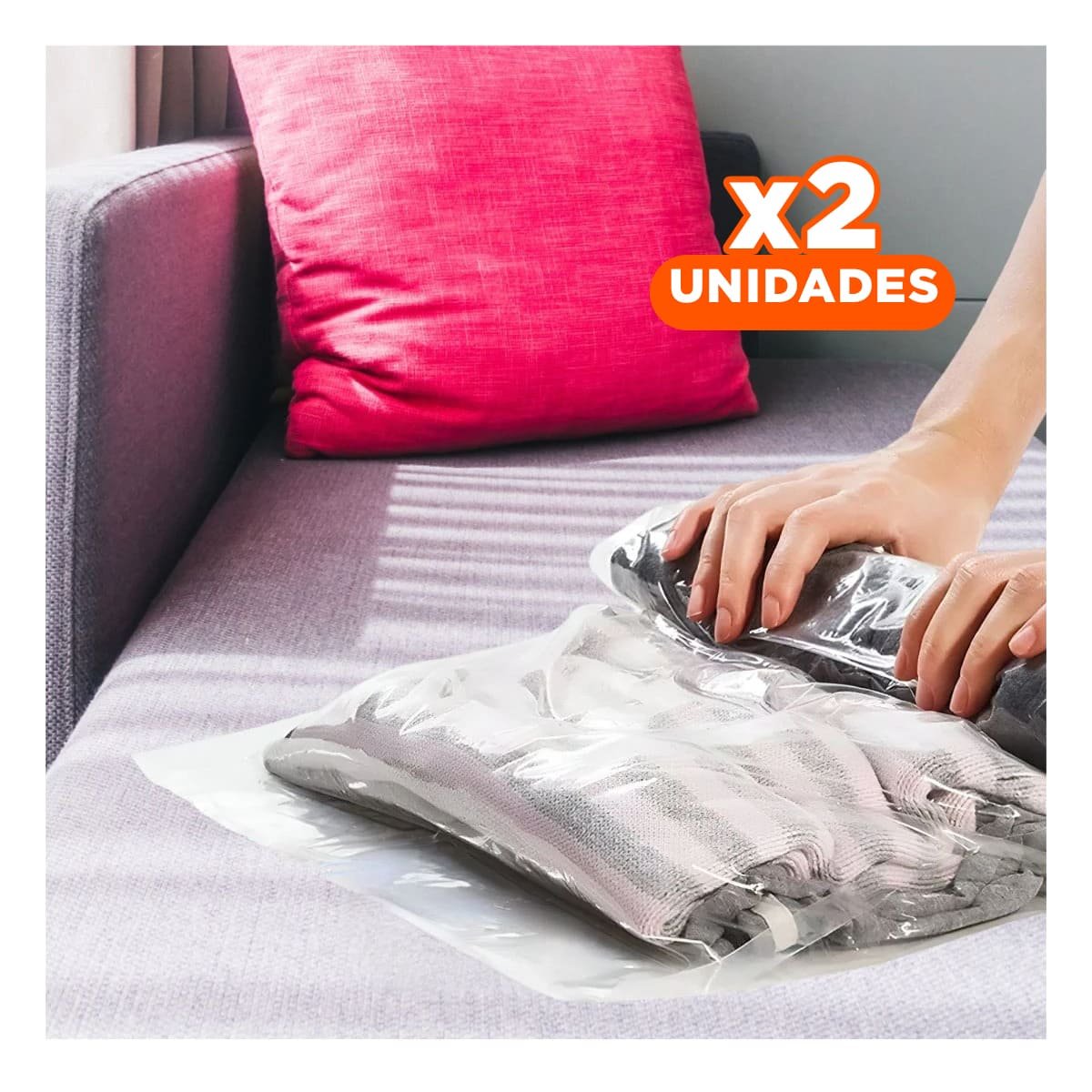 PACK2 BOLSA AL VACIO ANARANJADA 70X100CM PARA GUARDAR ROPA DEL HOGAR Y+PAPEL REGALO - 1