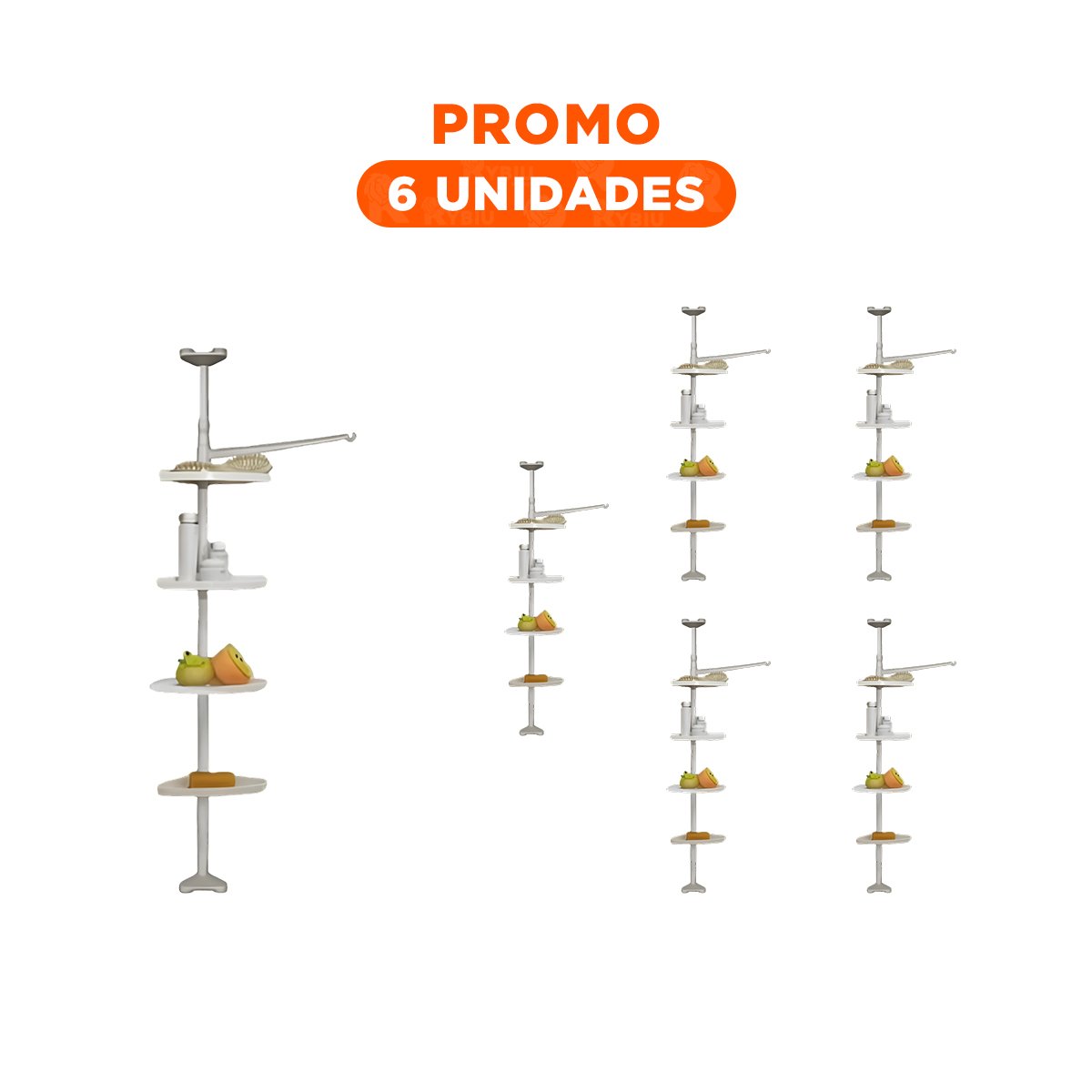 PACK6 ESTRUCTURA DE DUCHA FINA 2.6CM PARA MANTENER ORDEN EN ESPACIOS REDUCIDOS Y+REGALO STICKER - 1