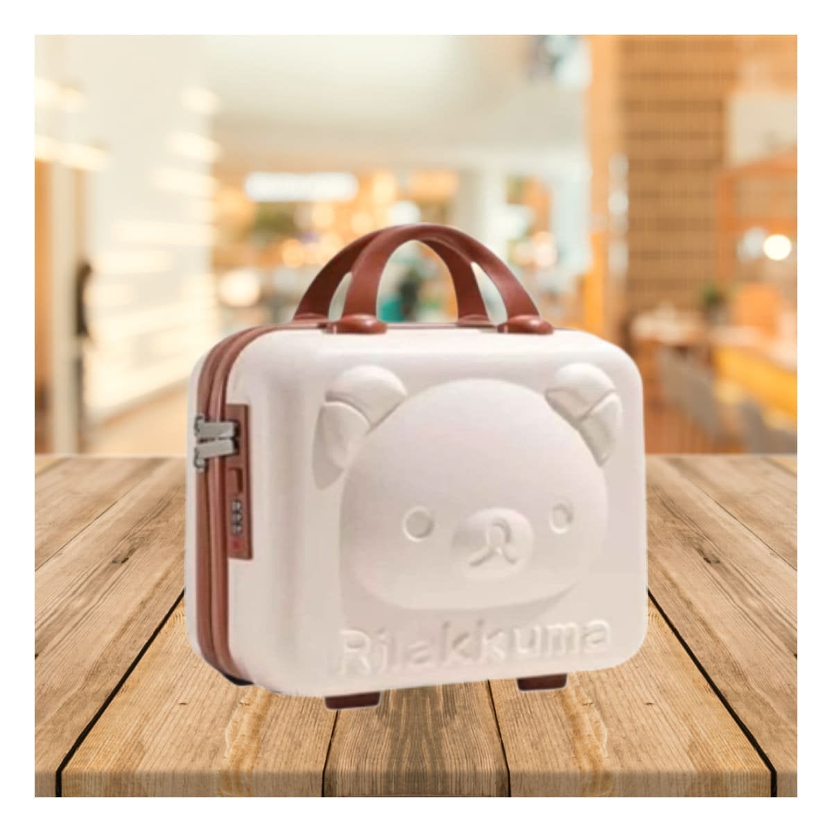 MINI MALETA DE OSO MULTIUSOS COLOR BEIGE CON TEXTURA LISA Y CIERRE SEGURO Y+PAPEL REGALO - 1