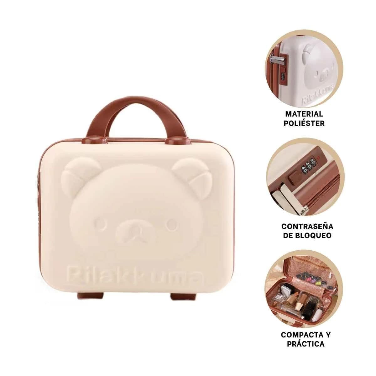 MINI MALETA DE OSO MULTIUSOS COLOR BEIGE CON TEXTURA LISA Y CIERRE SEGURO Y+PAPEL REGALO - 5