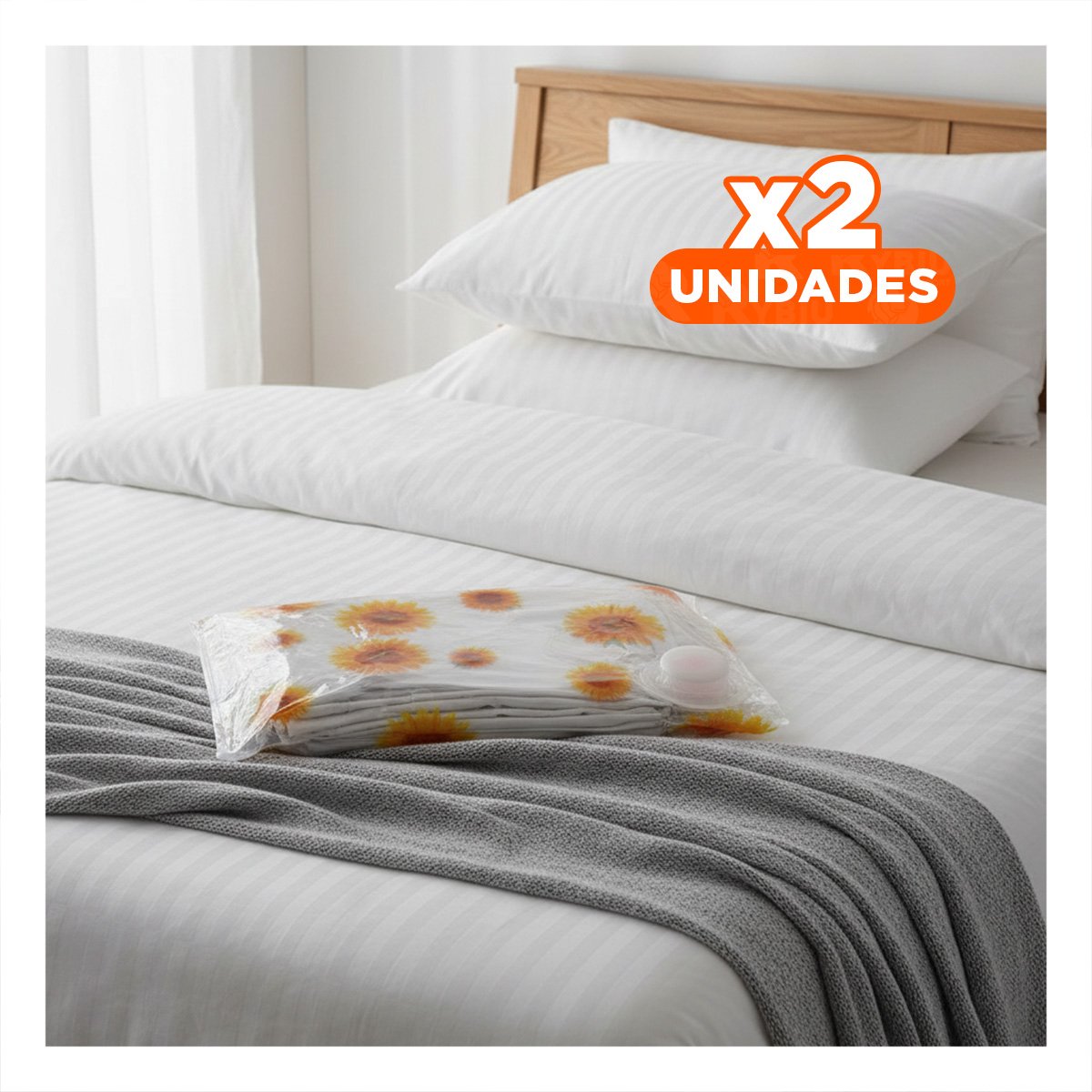 PACK2 FUNDA PARA GUARDAR ROPA DE TEMPORADA CON ESTAMPADO DE GIRASOLES 80X130CM - 1