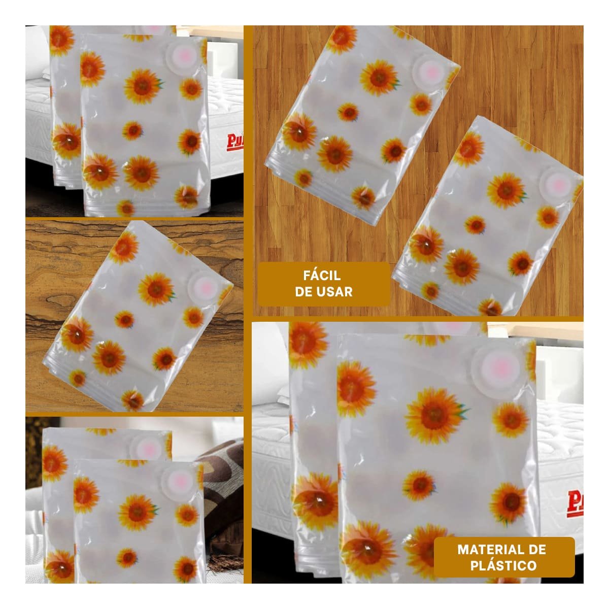 PACK4 SACO AL VACIO QUE COMPRIME PRENDAS DE INVIERNO 80X130CM TRANSPARENTE Y+REGALO STICKER - 2