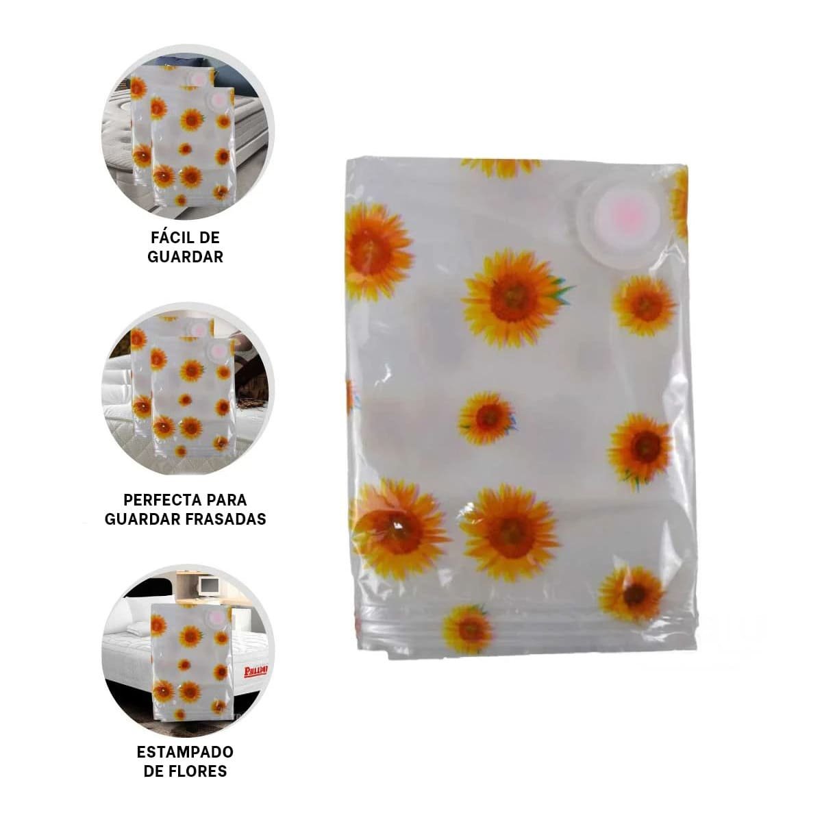 BOLSA AL VACIO PARA GUARDAR PRENDAS DE TEMPORADA CON GIRASOLES 80X130CM Y+PAPEL REGALO - 5