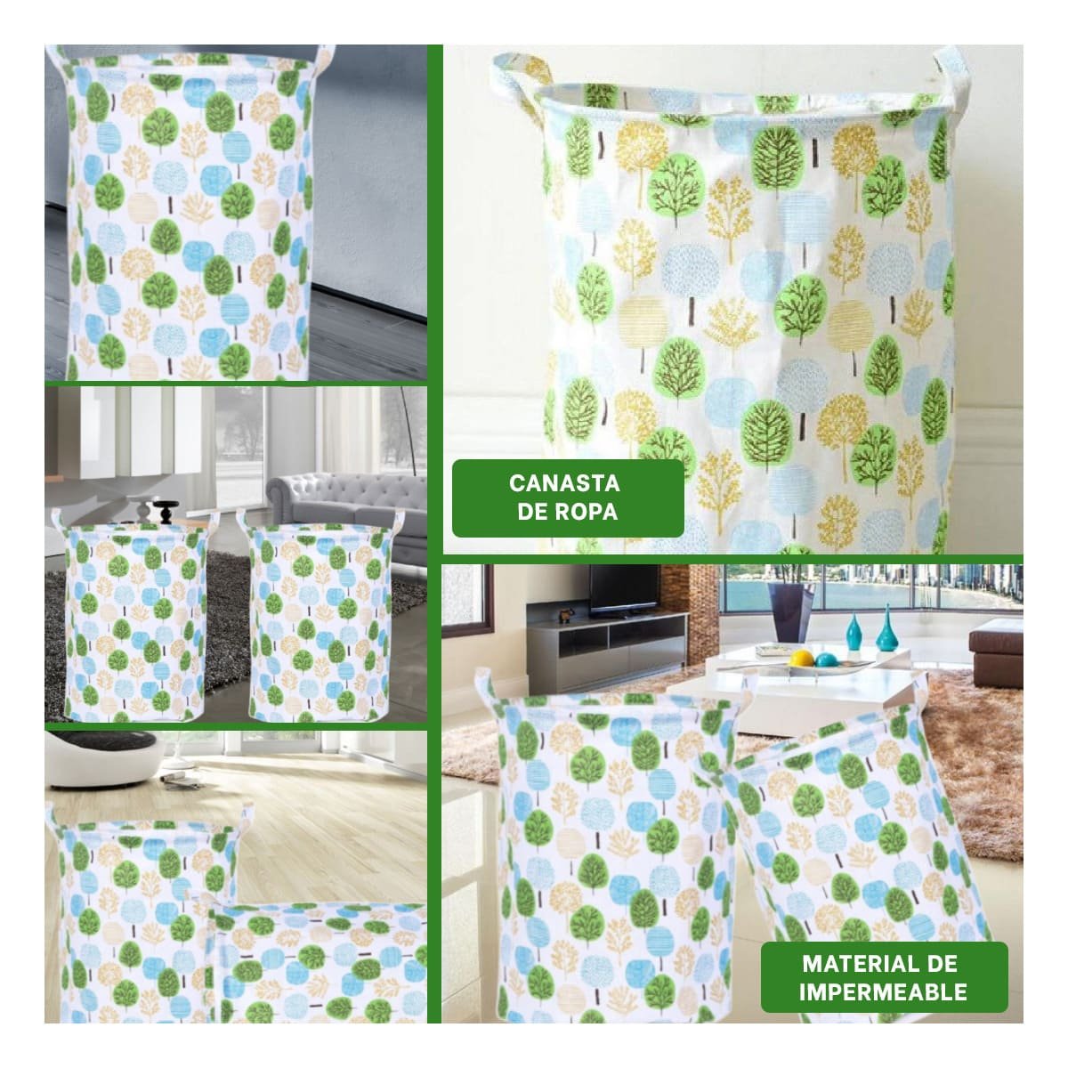 PACK4 CONTENEDOR QUE ALMACENA ROPA CON ESTAMPADO DE ARBOLES 43X35CM Y+REGALO STICKER - 2
