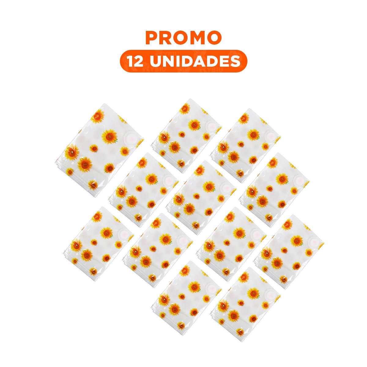 PACK12 SACO AL VACIO CON ESTAMPADO DE GIRASOLES 80X130CM TRANSPARENTE - 1