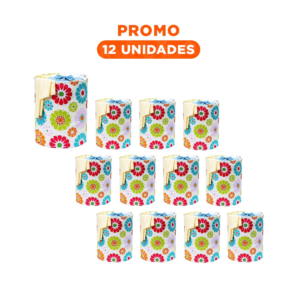 PACK12 CONTENEDOR CON FLORES DE COLORES 50X42CM BLANCO - 1