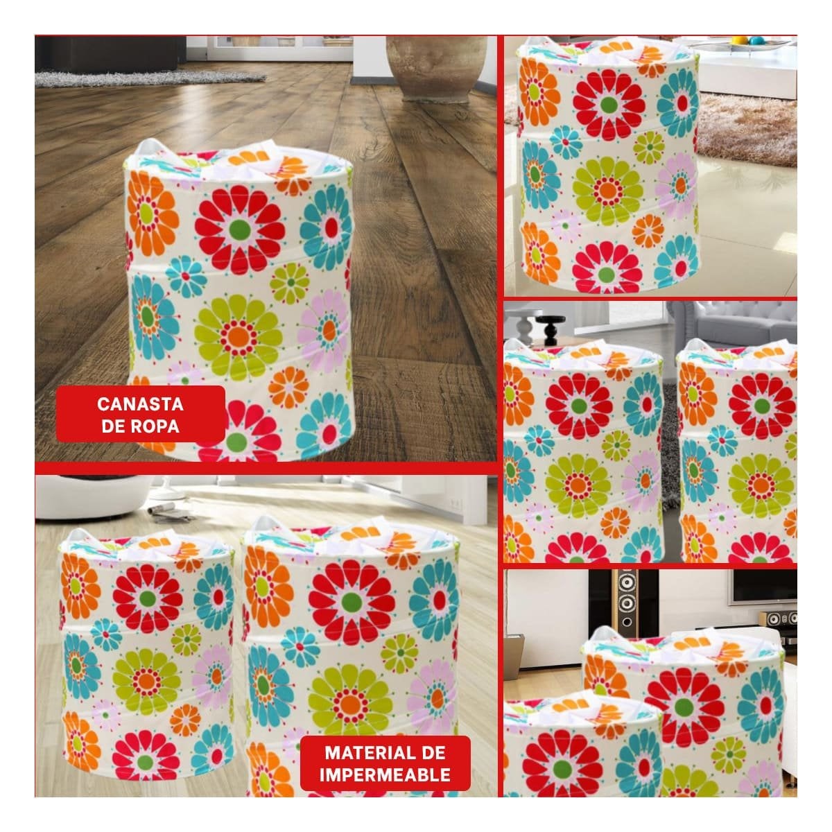 CESTA CON FLORES DE COLORES 50X42CM BLANCO Y+POST IT - 2