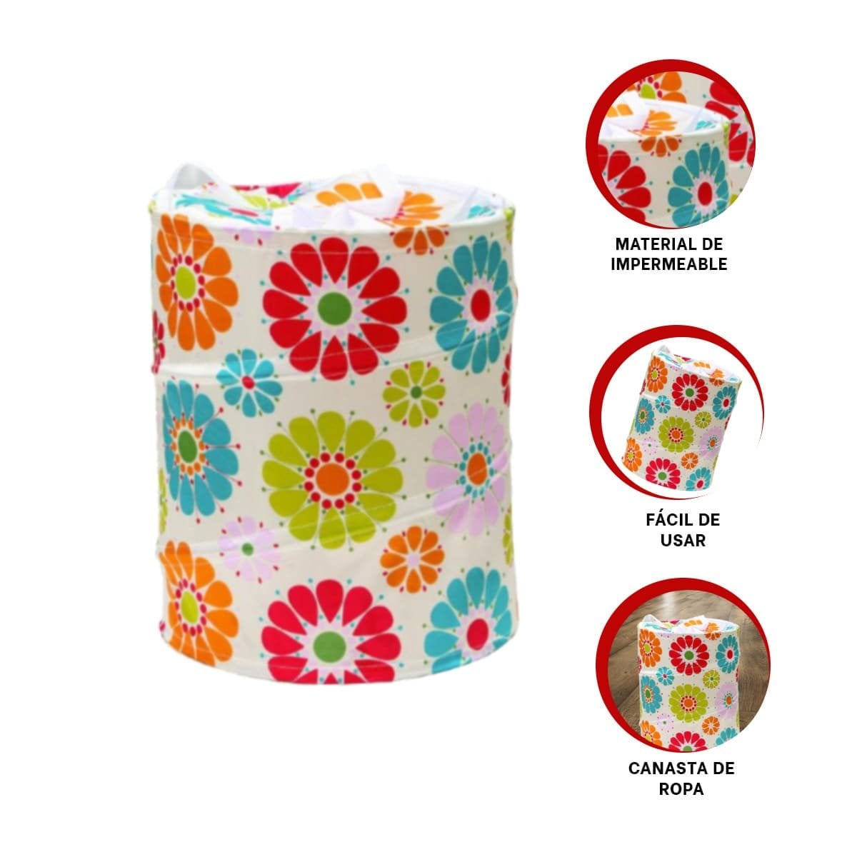 CESTA CON FLORES DE COLORES 50X42CM BLANCO Y+POST IT - 5