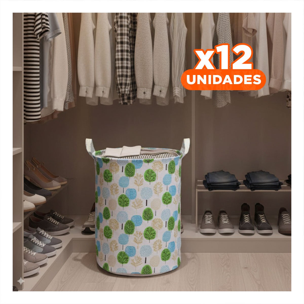 PACK12 CILINDRO PARA ROPA QUE FACILITA TRANSPORTE ESTAMPADO DE ARBOLES 43X35CM Y+PAPEL REGALO - 1