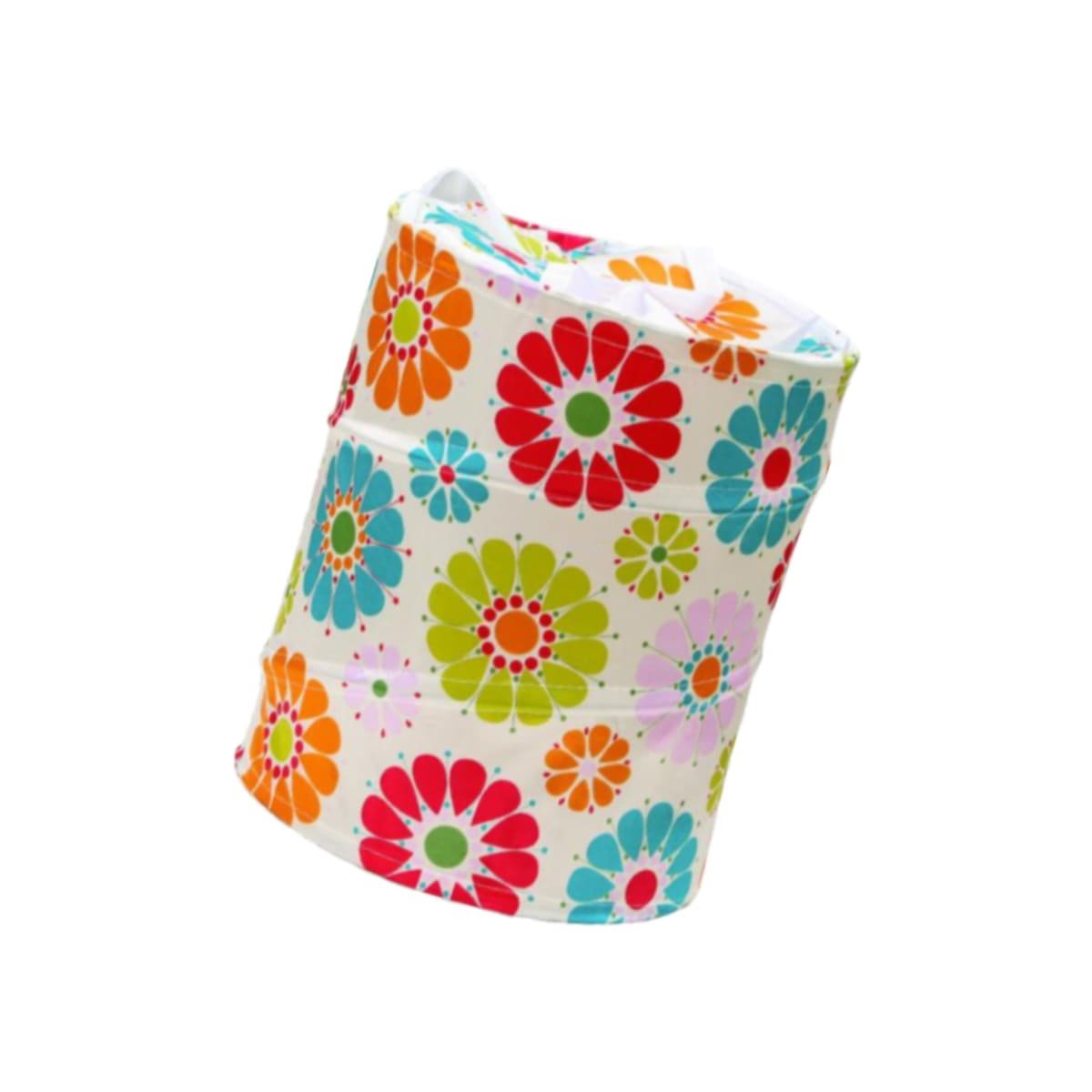 CESTA QUE MANTIENE ROPA LIMPIA Y ORDENADA CON FLORES DE COLORES 50X42CM BLANCO Y+LIGAS REGALO - 5