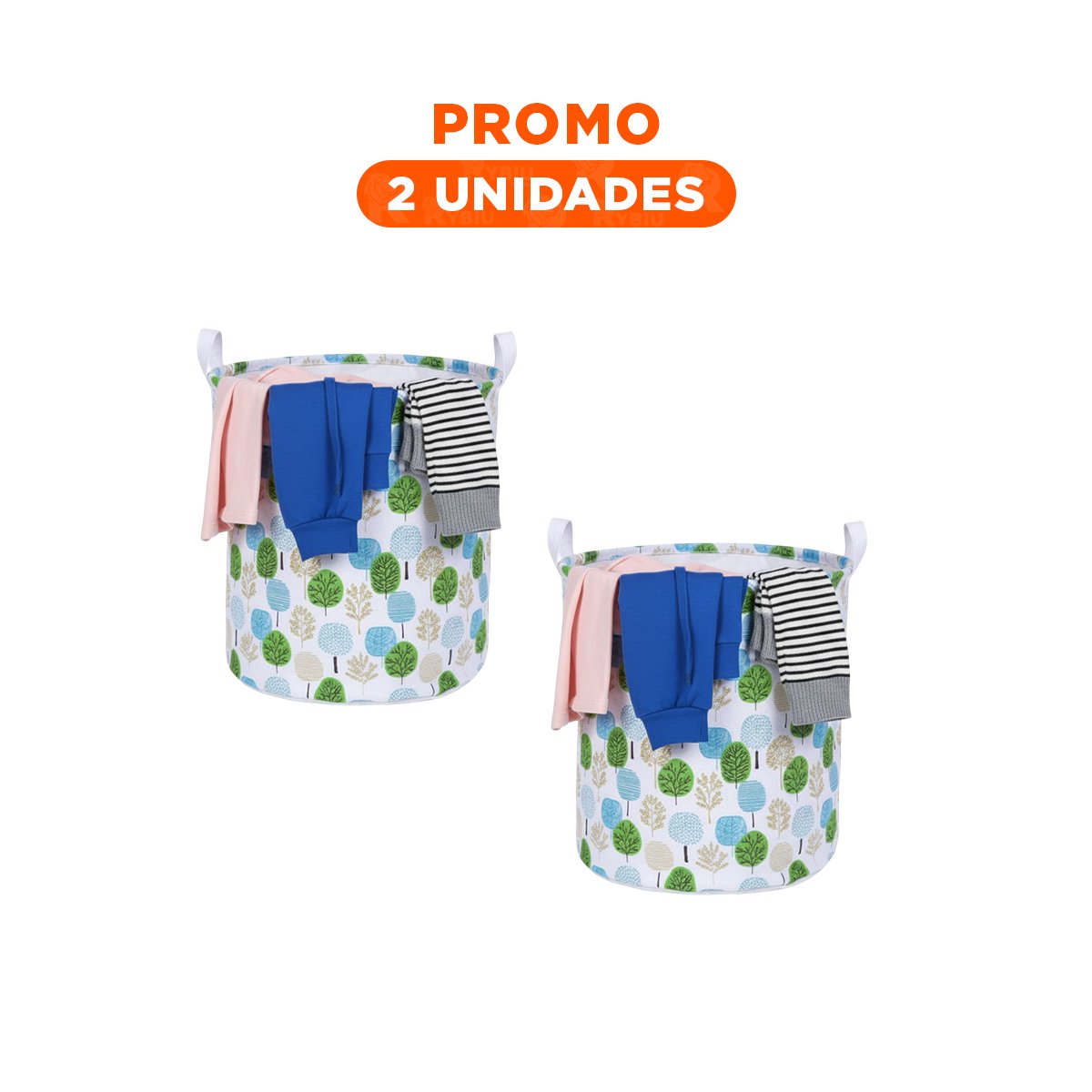 PACK2 CANASTA QUE PROTEGE PRENDAS DE POLVO CON ESTAMPADO DE ARBOLES 43X35CM Y+REGALO STICKER - 1