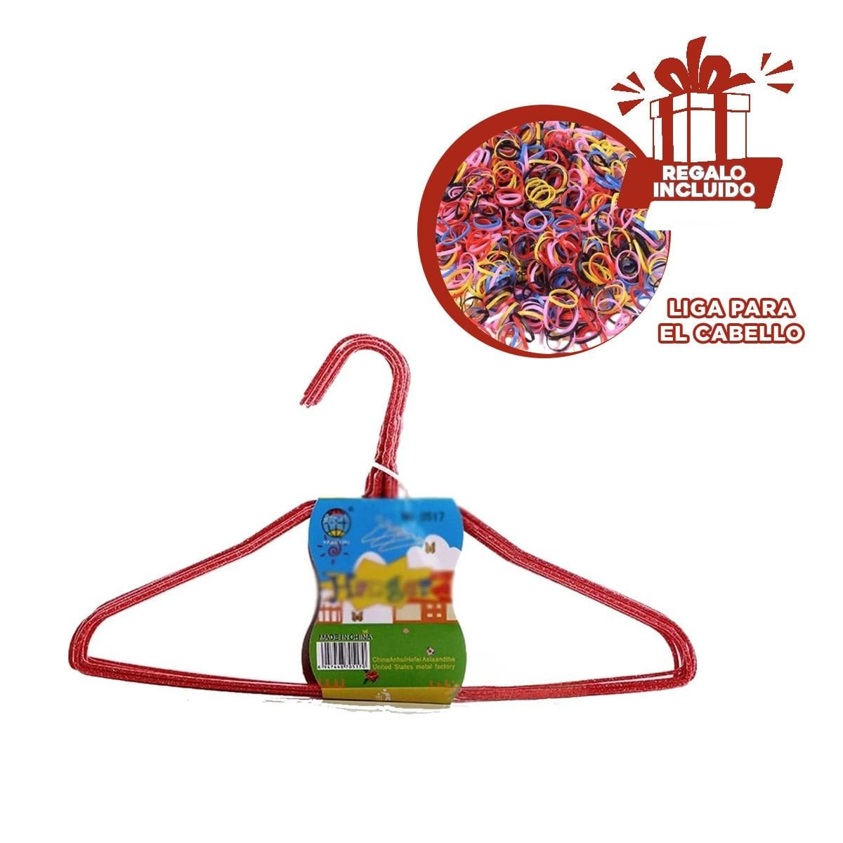 GANCHO MULTIFUNCIONAL PARA COLGAR PRENDAS INFANTILES 10 PIEZAS 29X19CM ROJO Y+LIGAS REGALO - 2