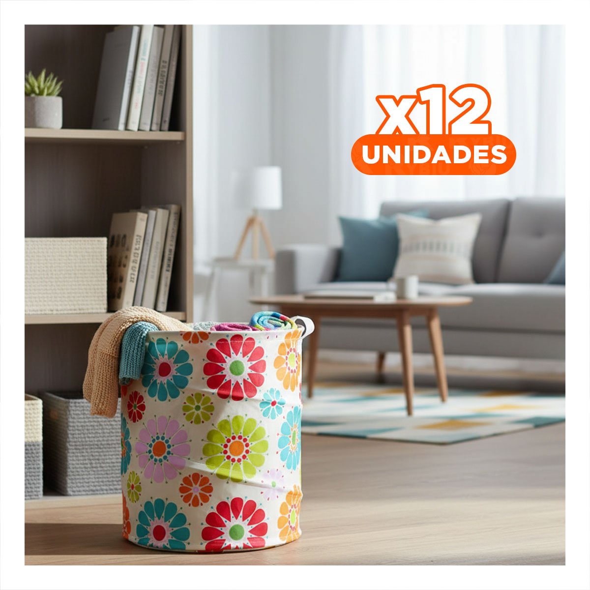 PACK12 ORGANIZADOR CON FLORES DE COLORES IMPERMEABLE PARA ROPA 50X42CM BLANCO Y+PAPEL REGALO - 1