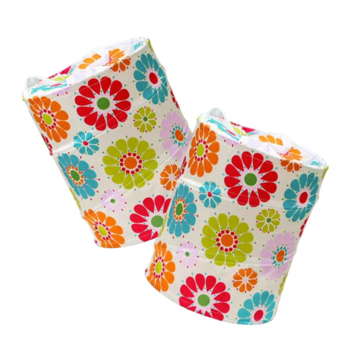 CESTA PARA ROPA DE TEMPORADA CON FLORES DE COLORES 50X42CM BLANCO Y+REGALO STICKER - 1