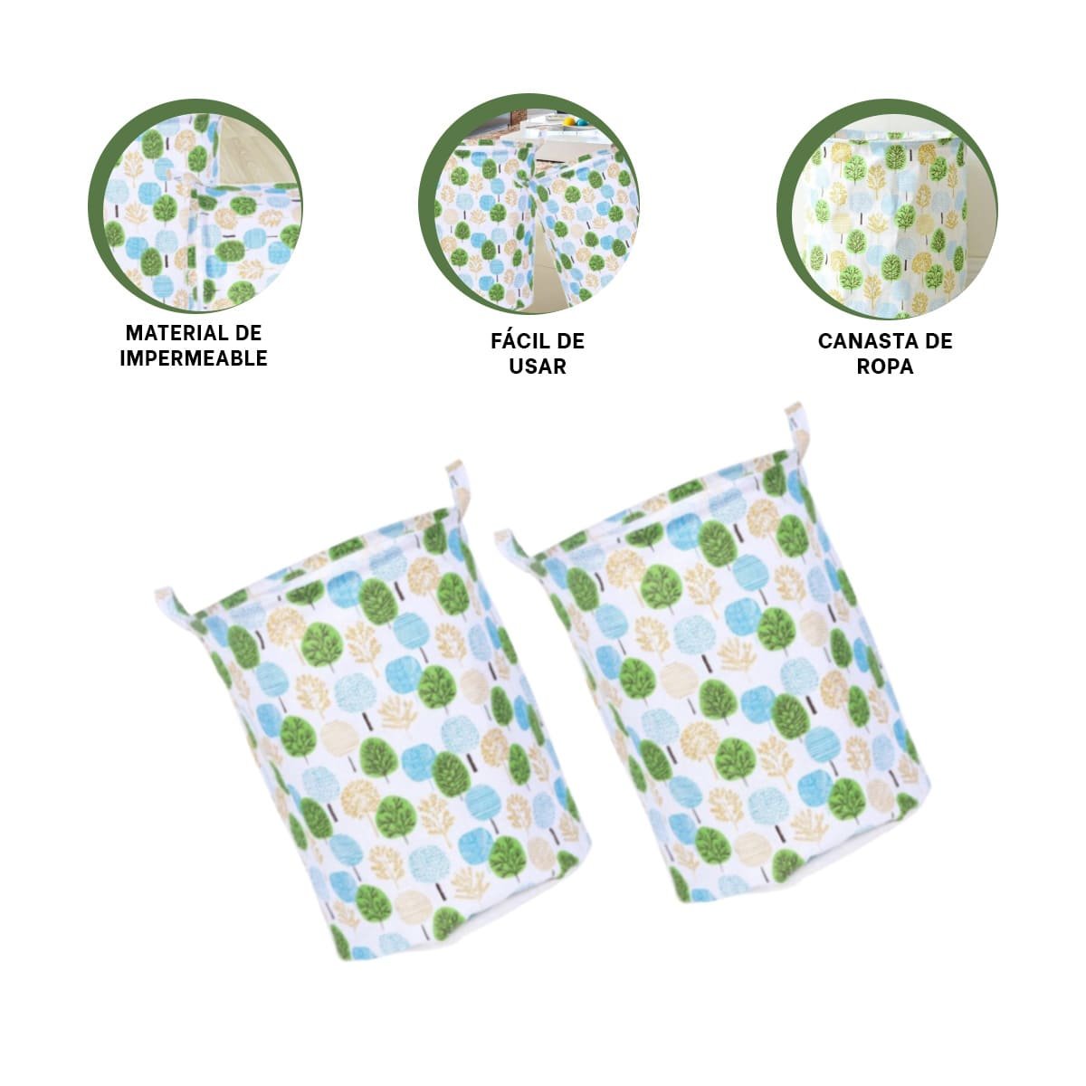 CESTA PARA ORGANIZAR PRENDAS DE TEMPORADA CON ESTAMPADO DE ARBOLES 43X35CM Y+PAPEL REGALO - 5